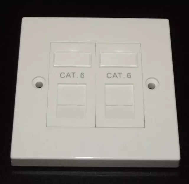 Cat6 RJ45 piastra doppia faccia (presa dati a parete 2 porte rete Gigabit Ethernet)