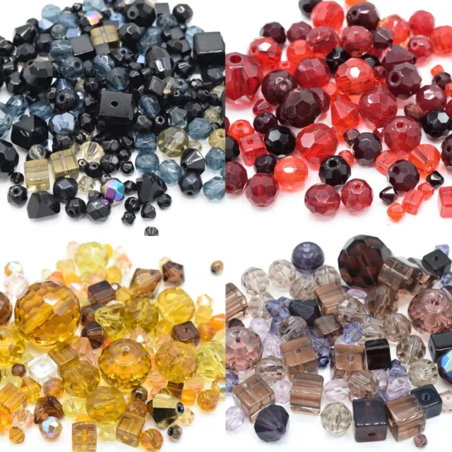 80G X Mixed Shape And Size Glass Beads For Jewellery Making - Pick Colour