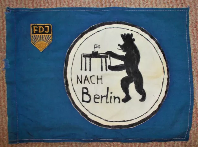 DDR FDJ Fahne Deutschlandtreffen der Jugend 1964 - Bitte lesen