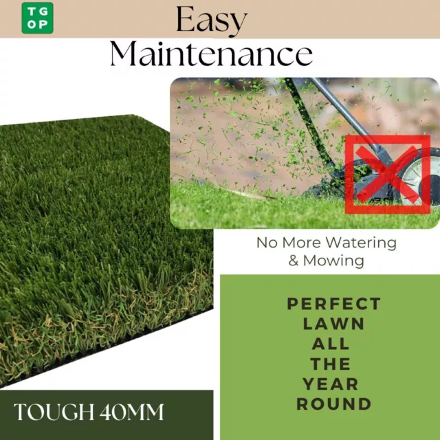 4sqm to 100sqm Tough-40mm 4 Tone Artificial Grass Synthetic Turf Lawn 4m Width