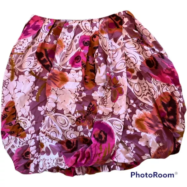 Tracy Reese New York Abstract Pink Floral Print Silk Bubble Skirt  size 8