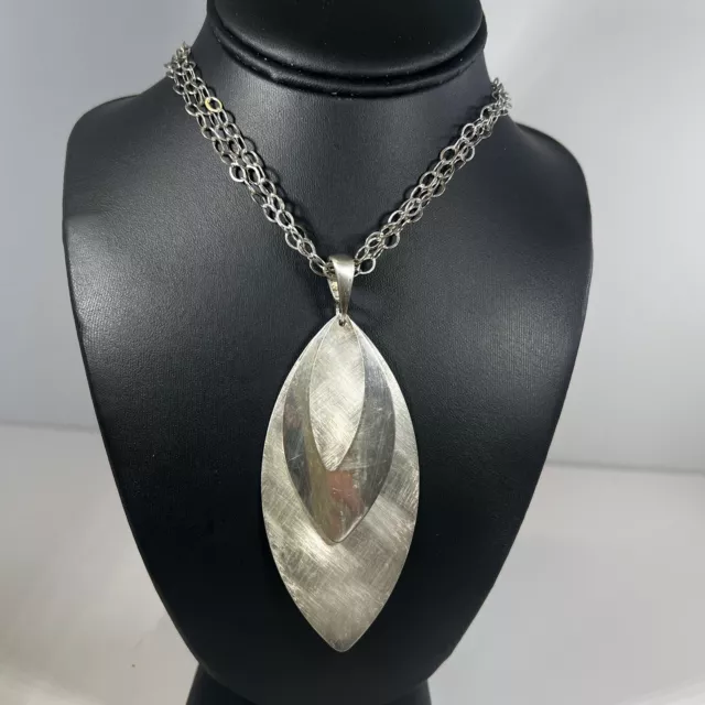 Paolo Valentini Leaf Pendant Enhancer And Necklace 925 Silver Modernist Design