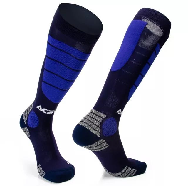 Calze Moto Off Road Cross Enduro Termiche Rinforzate Impact Nero Blu 39/41