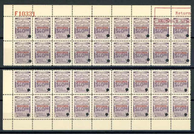PERU Revenues SEGURO SOCIAL $0.20 ABNCo *F10331* SPECIMEN 2 Blocks{18}MNH ZU80