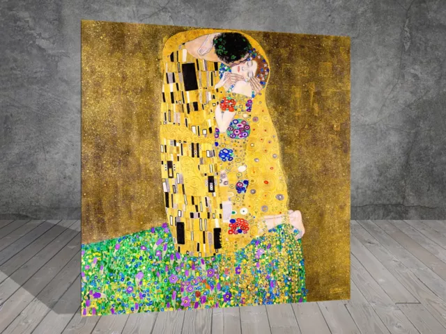 Gustav Klimt The Kiss Love CANVAS PAINTING ART PRINT WALL SQ 418