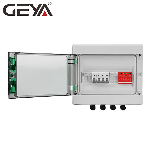 Solar PV Combiner Box Plastic 15A 2strings 1000VDC Circuit Breaker Solar Panel