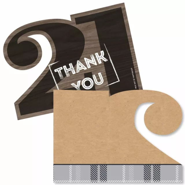 Finally 21 - 21st Birthday Party Shaped Thank You Cards & Envelopes - 12 Ct