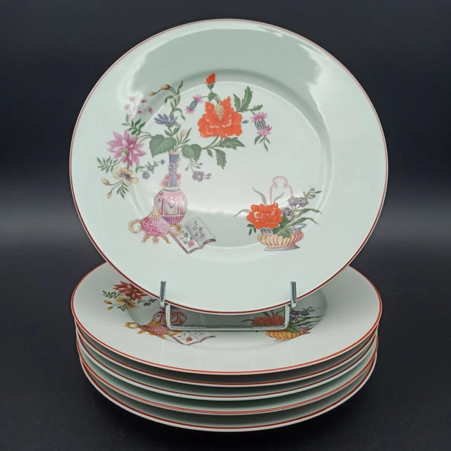6 ASSIETTES PLATES en porcelaine de Limoges Jean Boyer filets or et filets verts EUR 50,00 - FR