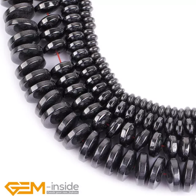 Black Magnetic Hematite Natural Gemstone Rondelle Spacer Beads Jewelry Making15"