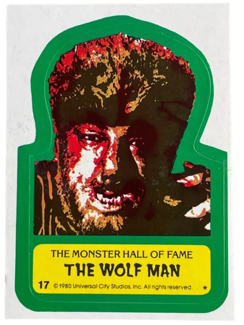 1980 Universal City Studios Monster Hall of Fame Sticker Card #17 The Wolf Man