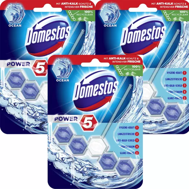 Domestos Wc Pierre Puissance 5 Ocean 3 X 55g - Anti Calcaire - Hygiène -