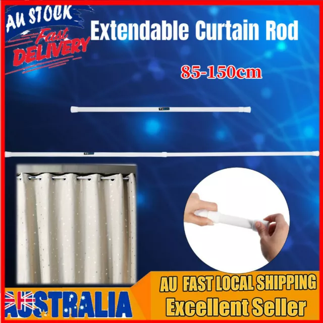 30-150cm Spring Loaded Tension Curtain Rod Rail Pole Extendable Telescopic Voile