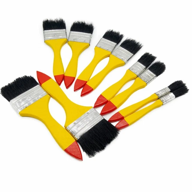 Pennelli Manico In Legno Set 10 Pittura Dipingere Vernice Metallo Legno Muro