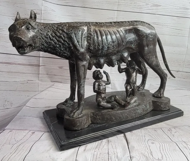 vintge brass / bronze capitoline wolf figure Ornament Remus Romulus Rome  Sale