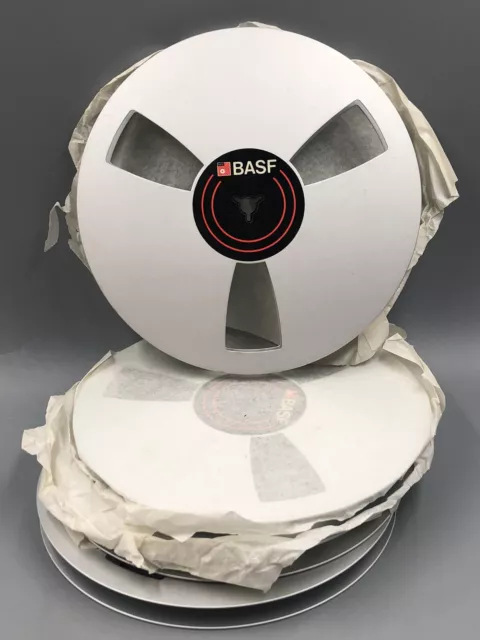 4x Tonbandspulen BASF 18cm Alu Bandrolle Tonband-Rolle Leer Audio Sound