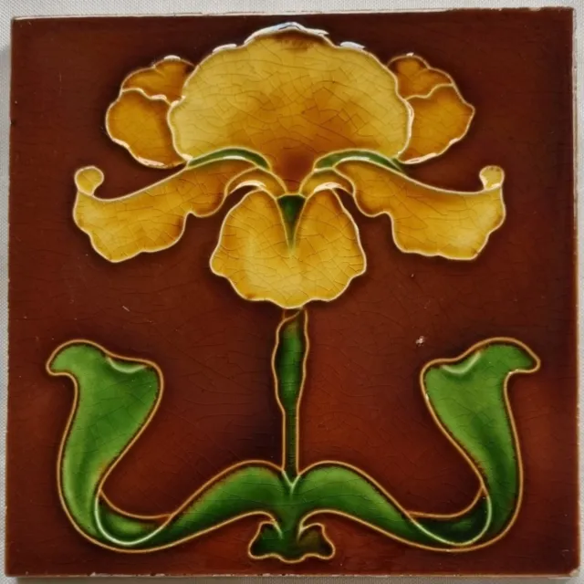 Art Nouveau Majolica Tile. John Barratt: C1904.