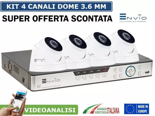 KIT VIDEOSORVEGLIANZA RILEVAMENTO VOLTO DVR 8 Canali + 4 DOME SONY 2.4MPX