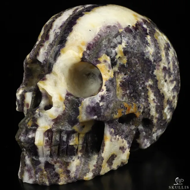 5.0" Purple white jade Hand Carved Crystal Skull, Realistic, Crystal Healing