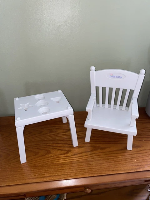 Bitty Baby/Amer Girl High Chair/ Table & Chair No Shapes No Tray