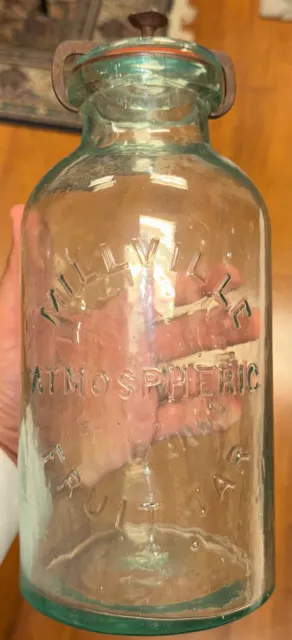1861 Nice Original Pint Millville Atmospheric Fruit Jar - All original 10.5” Lid