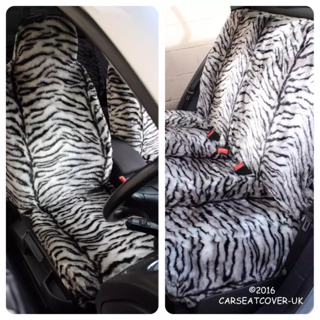 VW Polo  - GREY TIGER Faux Fur Furry Car Seat Covers - Full Set