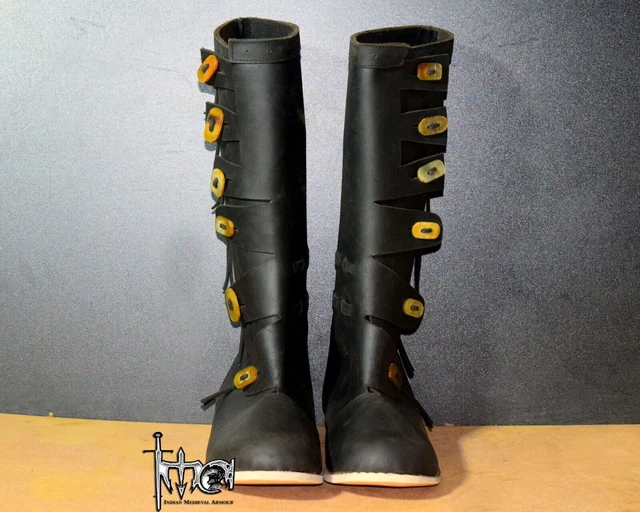 Botte en cuir de pirate médiéval de la Renaissance chaussures de GN botte...