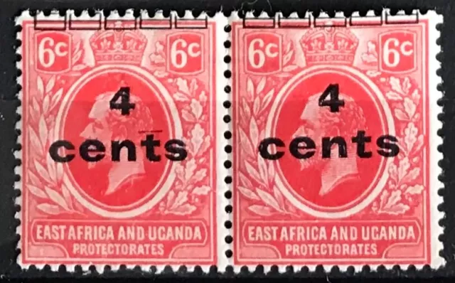 East Africa And Uganda Protectorates Kut 1919 Surcharge Pair Lmm