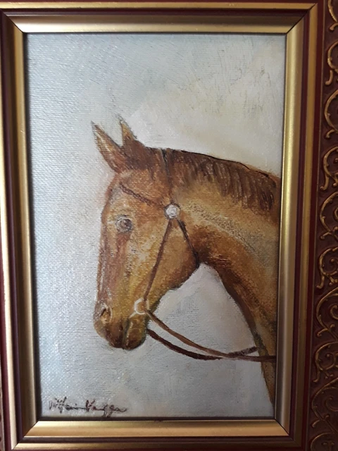 QUADRO DIPINTO OLIO firmato equestre cavallo stile Stubbs antico ...