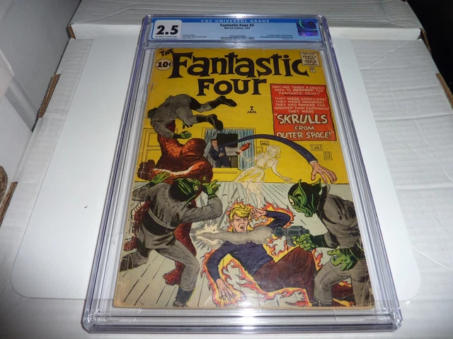 FANTASTIC FOUR #2 Marvel 1962 1st App. SKRULLS! Lee Kirby CGC 2.5 OW/WP GD+