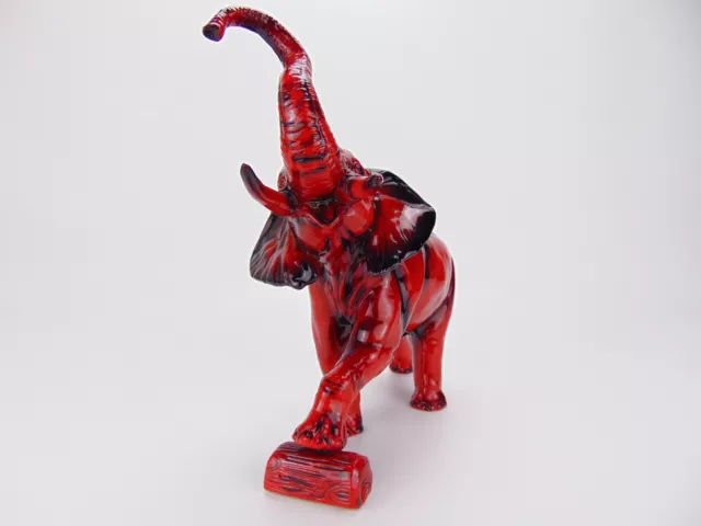 Peggy Davies Figurine Ruby Fusion Red Flambe Style Elephant Ceramic 3