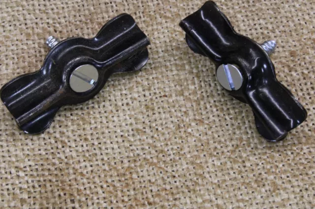 2 Jelly Cupboard Cabinet Bow Tie Turn Latches New Old Stock Vintage Black 1 3/4" 2