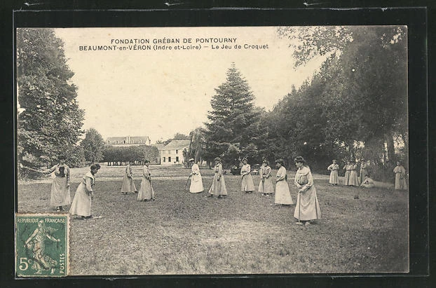 CPA Beaumont-en-Veron, Greban de Pontourny Foundation, Le Jeu de Croquet