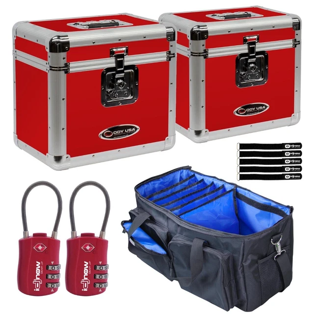 Odyssey KLP2RED Krom Series Red Record Cases Pair with Carrying Bag