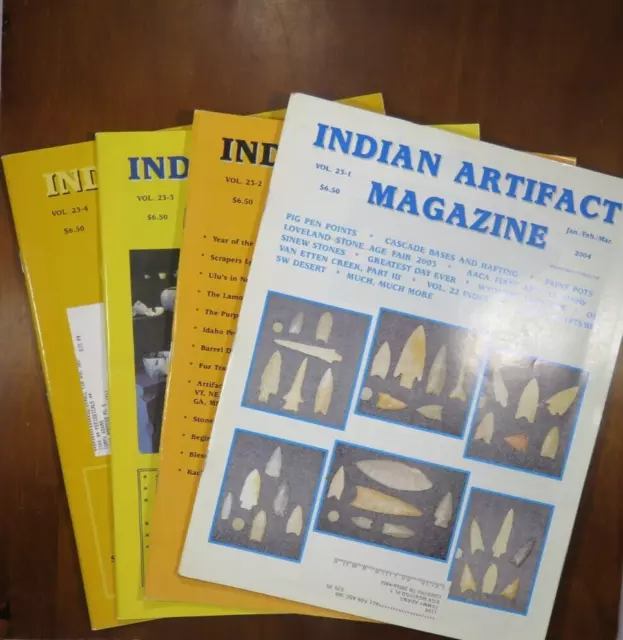 4 Indian Artifact Magazines from Volume 23, issues 1 thru 4, All in good shape