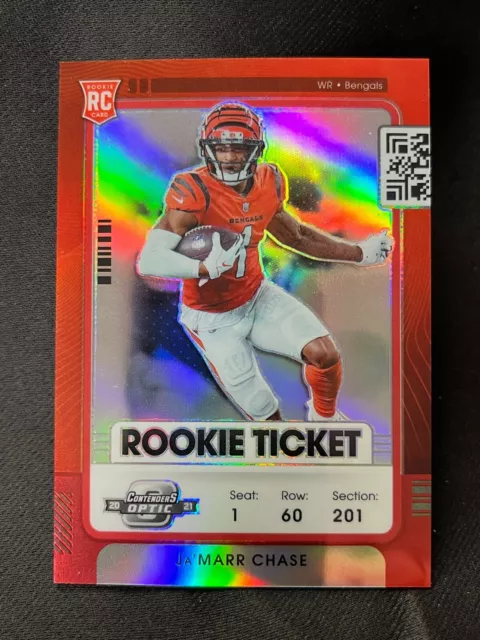 JA'MARR CHASE Rookie Ticket SP /175 COLOR MATCH Holo Prizm 2021 Contenders Optic