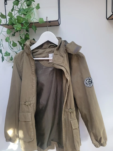 Cappotto per bambina stile H&M Parker taglia 11-12 anni verde cachi