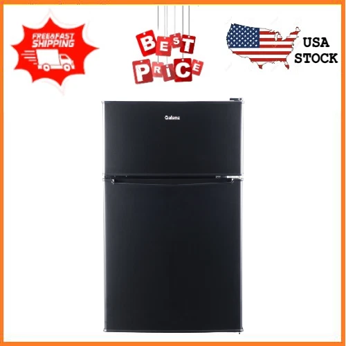 GALANZ 3.1 CU ft Two Door Mini Fridge with Freezer Estar, Black GL31BKE