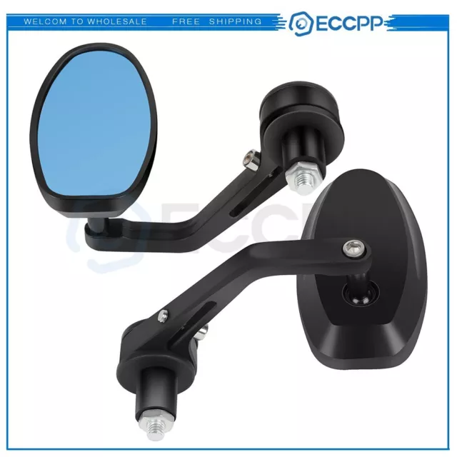 ?Motorcycle 7/8" Handle Bar End Oval Side Mirrors Black For Honda Street Fighter