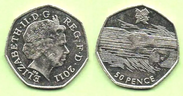 2011 - 50p coin – 2012 London Olympics – Aquatics