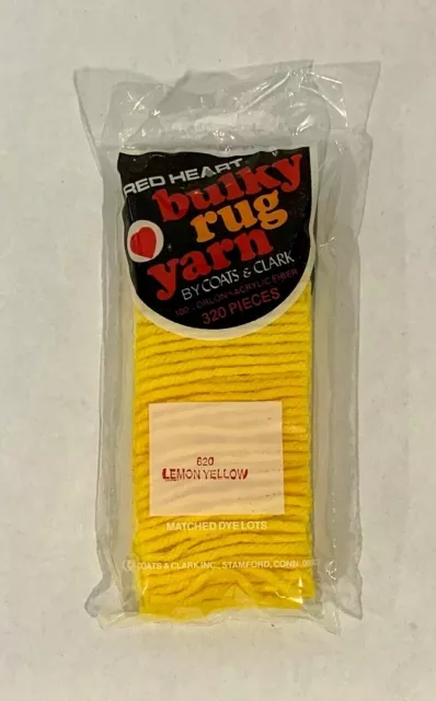 Red Heart Latch Hook Bulky Rug Yarn - 620 Lemon Yellow - 320 Pieces