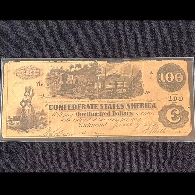 1862 - $100 Confederate States of America Note