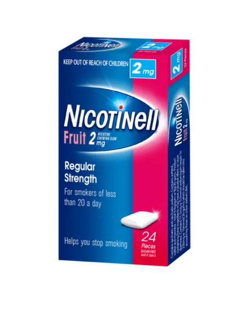 Nicotinell® Fruit Flavoured Nicotine Chewing Gum Regular Strength 2mg 24 Pack