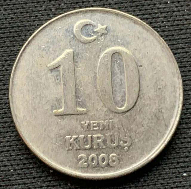 2008 Turkey 10 Kurus Coin XF Circulated Condition  #K2287