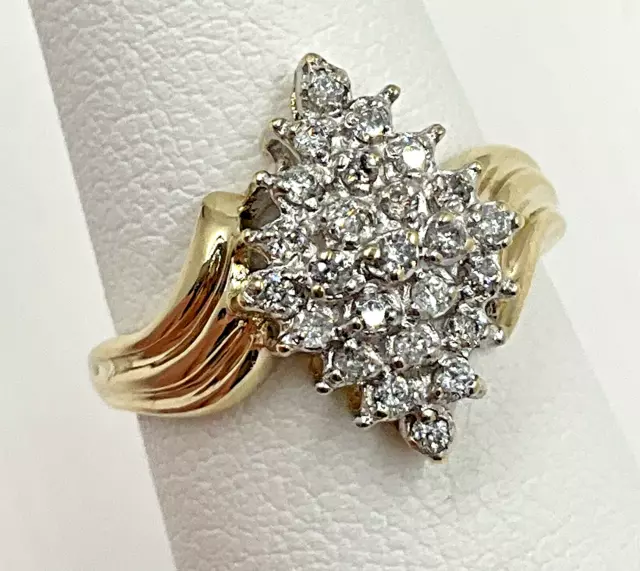 10k Yellow Gold .24TCW Diamond Cluster Ring Size 5.75