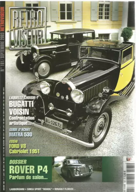 Retroviseur N°181 Bugatti Voisin / Matra 530 / Ford V8 Cab. 1951 / Rover P4