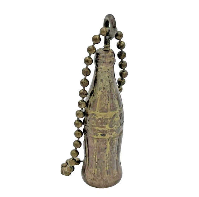 Vintage Coca Cola Coke Brass Bottle Key Chain Fob Ornament-A19