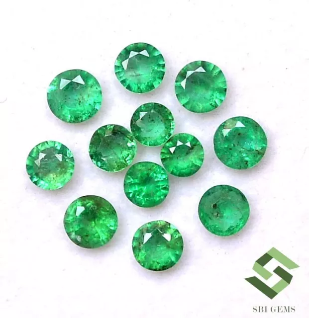 3 mm To 4 mm Natural Emerald Round Cut Lot 12 Pcs 2.12 CTS Untreated Loose Gems