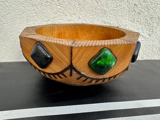 Vintage Decorative Handmade Handcrafted Old Wooden Bowl Antique Rare