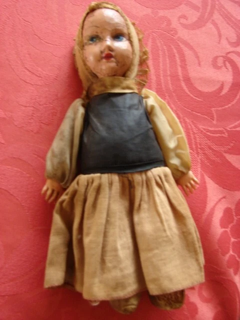 POUPEE ANCIENNE EN Tissu Et Carton Bouilli Vetements C4073 EUR 50,00