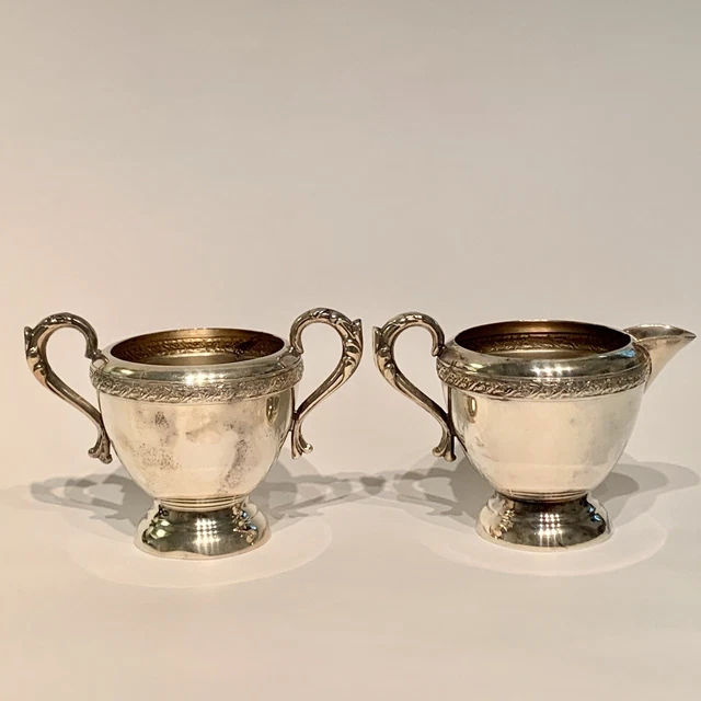 Essay Canada Silver Plated E.P. Copper Lead Mounts Creamer and Sugar Bowl Set